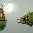 Fancy 12mm Autumn Leaf Green INTERCHANGEABLE Earring Charms YG or SS