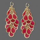 22x32mm Red Teardrop Cluster INTERCHANGEABLE Leverback Earrings Charms GP or SP