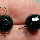 10mm Glittering GREEN Faceted Goldstone INTERCHANGEABLE Earring Charms YG or SS