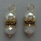 Double White Crystals & Glass Pearls INTERCHANGEABLE Earring Charms YG or SS