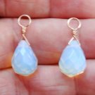 10x13mm Faceted Milky White Opalite INTERCHANGEABLE Earring Charms Rose Gold GF