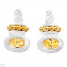 2.92ctw Yellow CZ Sterling Silver & Gold Earrings