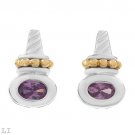 1.46ctw Amethyst Sterling Silver & Gold Earrings