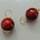 10mm Dark Red Howlite w/ Gold Matrix INTERCHANGEABLE Earring Charms YG or SS