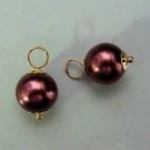 Chocolate Raisin 10mm Glass Pearl INTERCHANGEABLE Earring Charms YG or SS