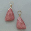 Beautiful Faceted Musky Pink Rhodonite INTERCHANGEABLE Earring Charms YG or SS