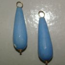 XLG Faceted Light Blue Jade Teardrops INTERCHANGEABLE Earring Charms YG or SS