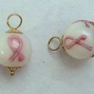 11mm Lampwork Breast Cancer Pink Ribbon INTERCHANGEABLE Earring Charms YG or SS