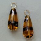 Large 9x20mm Tortoise Czech Teardrop INTERCHANGEABLE Earring Charms YG or SS