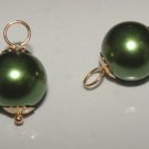 Dark Sage Pearl INTERCHANGEABLE Earring Charms YG or SS