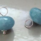 Faceted Deep Aqua Blue Sponge Quartz INTERCHANGEABLE Earring Charms YG or SS