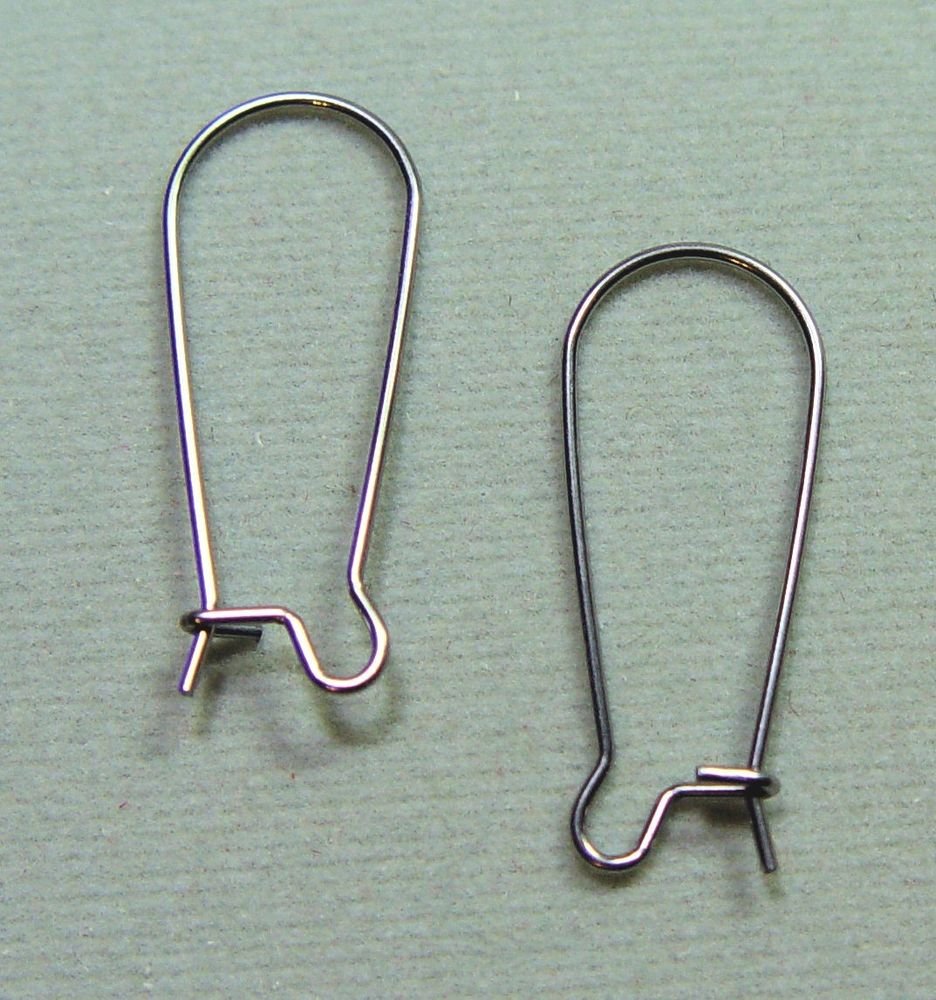 One Pair INTERCHANGEABLE Stainless Steel Earring Wires Dark Silver 25mm