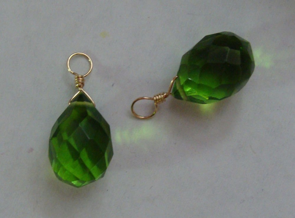 Large 11x16 Bright Green INTERCHANGEABLE Earring Charms CHOICE YG or SS