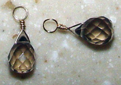 MED Lt Smoky Quartz INTERCHANGEABLE Earring Charms YG