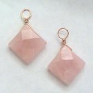 Faceted Pink Rose Quartz Diamond Shaped INTERCHANGEABLE Earring Charms ROSE GOLD