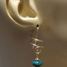 Dark Teal 10mm Turquoise w/ Gold Matrix INTERCHANGEABLE Earring Charms YG or SS