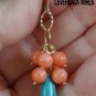 2" Clustered Genuine Turquoise & Coral INTERCHANGEABLE Earring Charms YG or SS