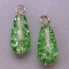 Large Green Cracked Crystal INTERCHANGEABLE Earring Charms YOUR CHOICE YG or SS