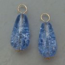 Large Blue Cracked Crystal INTERCHANGEABLE Earring Charms YOUR CHOICE YG or SS