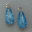 Topaz Blue Cracked Crystal INTERCHANGEABLE Earring Charms YOUR CHOICE YG or SS