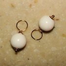 8mm White Coral with 6mm Hooplet Loop INTERCHANGEABLE Earring Charms YG or SS