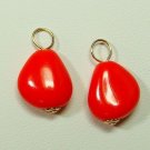 10x11mm Czech Coral Nugget INTERCHANGEABLE Earring Charms YOUR CHOICE YG or SS