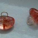 Pretty Peachy Orange Pebble INTERCHANGEABLE Earring Charms YOUR CHOICE YG or SS