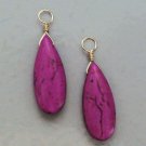 Long 1 3/8" Fuchsia Pink Howlite INTERCHANGEABLE Earring Charms CHOICE YG or SS