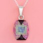 Created Opal CZ & Emerald Sterling Silver Pendant