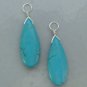 Long 1 3/8" Turquoise Howlite INTERCHANGEABLE Earring Charms CHOICE YG or SS