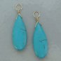 Long 1 3/8" Turquoise Howlite INTERCHANGEABLE Earring Charms CHOICE YG or SS