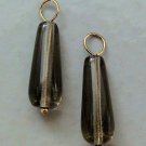 7/8" Smoky Czech Glass Teardrops INTERCHANGEABLE Earring Charms YG or SS