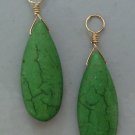 Long 1 3/8" Green Howlite INTERCHANGEABLE Earring Charms YOUR CHOICE YG or SS