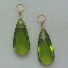 LG 10x22mm Peridot Green Teardrops INTERCHANGEABLE Earring Charms YG or SS