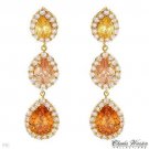 1.75" Fabulous Earrings 31.60ctw White Orange Peach & Yellow CZ Vermeil Sterling