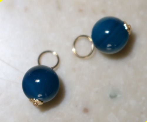 8mm Dark Cyan Blue INTERCHANGEABLE Earring Charms YG or SS