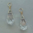 LG 10x18mm Clear Briolettes INTERCHANGEABLE Earring Charms CHOICE YG or SS