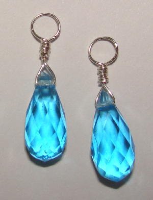 Small - Medium Topaz Blue CZ INTERCHANGEABLE Earring Charms Sterling Silver