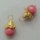 New Bright Gold Capped 8mm FANCY Rhodonite INTERCHANGEABLE Earring Charms YG