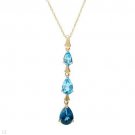 Beautiful 1.50ctw Mixed London and Sky Blue Topaz Neckace 10K YG