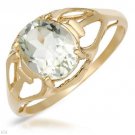 Lovely 1.70ctw Genuine Green Amethyst Solitaire Ring 10K YG  Size 7