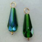 LG 8x20 Czech Kelly Green AB INTERCHANGEABLE Earring Charms YOUR CHOICE YG or SS