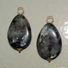 Large Grey Black Labradorite INTERCHANGEABLE Earring Charms YOUR CHOICE YG or SS
