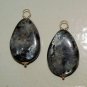 Large Grey Black Labradorite INTERCHANGEABLE Earring Charms YOUR CHOICE YG or SS