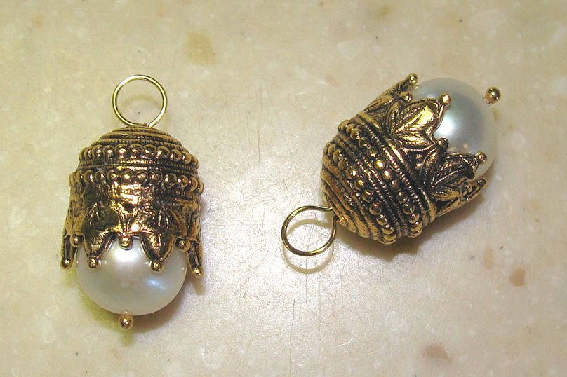 Crowned 10mm Pearl INTERCHANGEABLE Earring Charms YG SS
