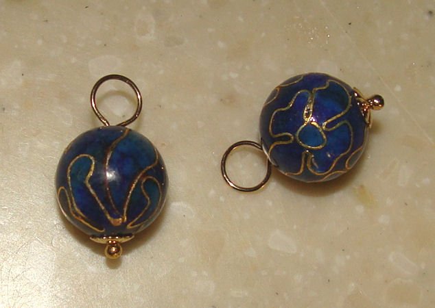 10m Blue Cloisonne INTERCHANGEABLE Earring Charms YG SS