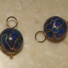 10m Blue Cloisonne INTERCHANGEABLE Earring Charms YG SS