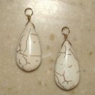 XL White Howlite Teardrop INTERCHANGEABLE Earring Charms YOUR CHOICE YG or SS