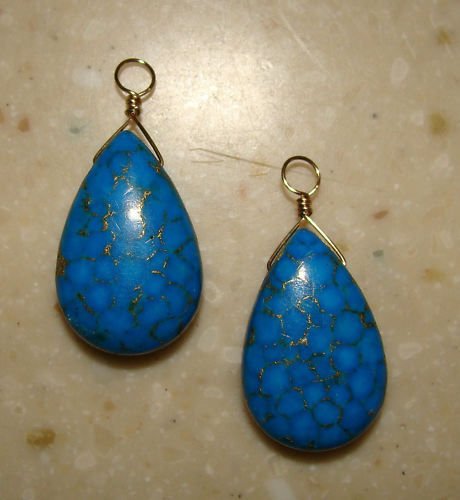 XL Dk Turquoise INTERCHANGEABLE Earring Charms YG or SS