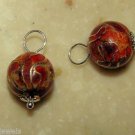 10mm Red Cloisonne INTERCHANGEABLE Earring Charms YG SS